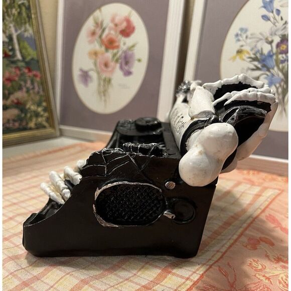 Halloween The Book of Fright Decoration Black Typewriter w/Skeleton Hands Spooky - Picture 2 of 5